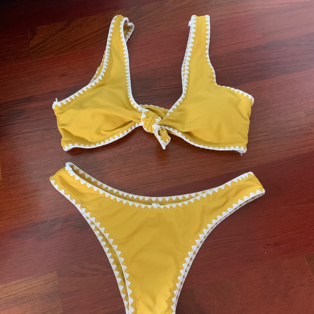 ZAFUL yellow crochet bathing suit set